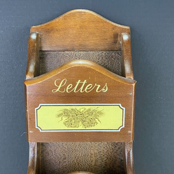 Vintage Retro Wood Wall Mount Letters Bills Misc Key Hook Organizer - Picture 2 of 12